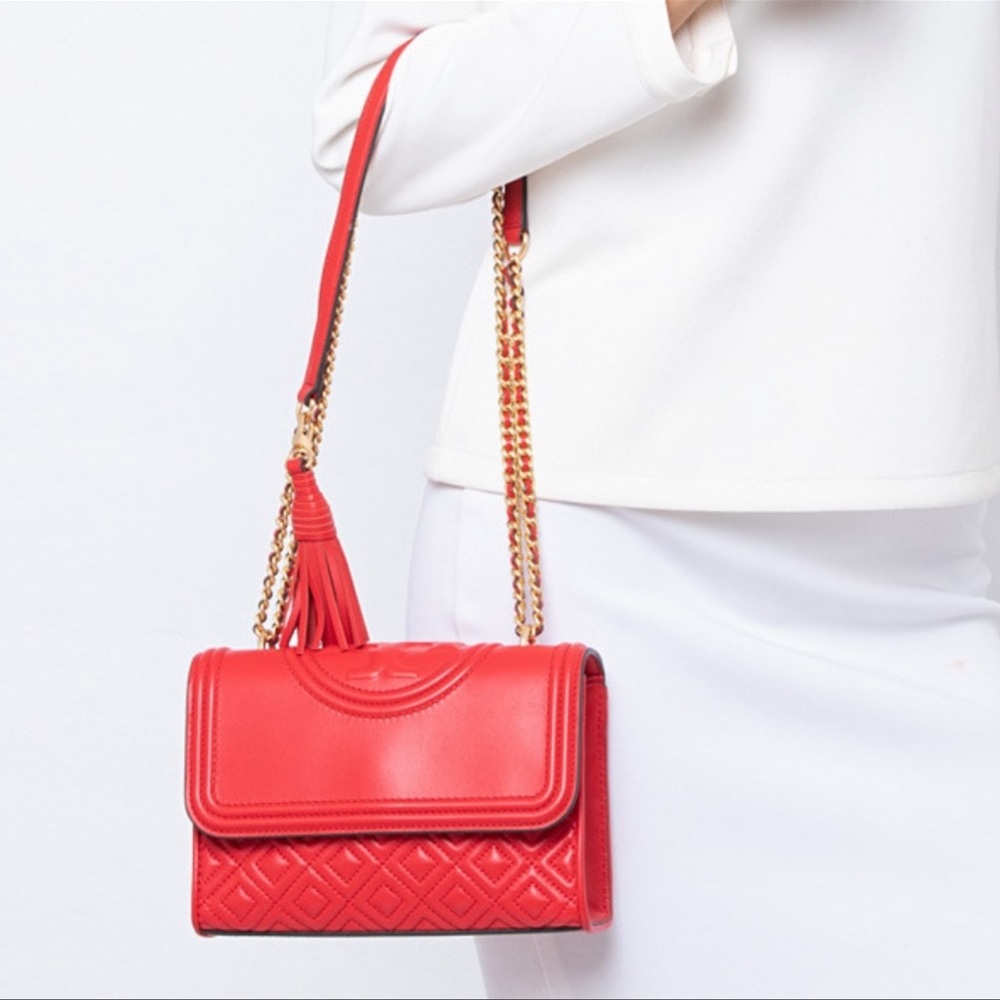 Tory Burch Fleming Red Chain Purse - Picture 2 of 12